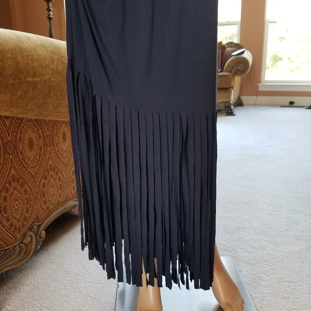 INC Sleeveless Knit Navy Blue Dress with Carwash Hem (Size Medium) - Picture 2 of 5